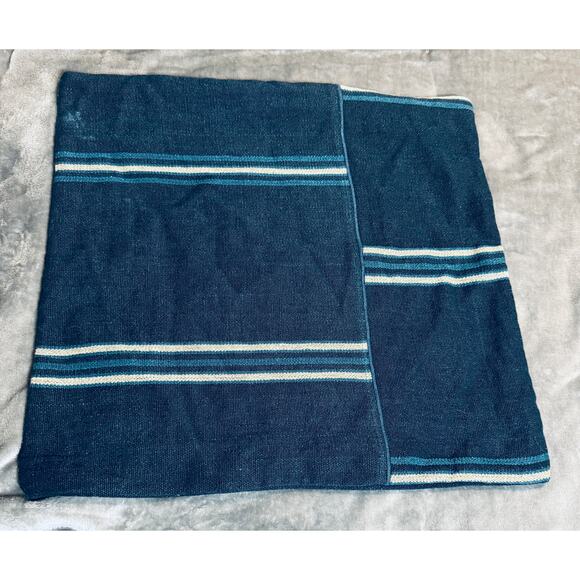 NWT Ralph Lauren Pillow Cover 22” by‎ 22” Stripes Navy Blue White Linen Cotton - Picture 1 of 7